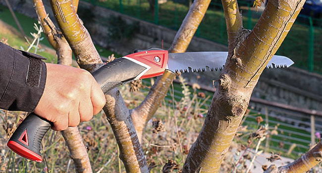 HAUTMEC 9" Pruning Hand saw, Pro Folding Saw of Sharp Stone Serie, SK5 Blade, Precision Hardened Triple-cut Teeth, Deep Gullets for Swift Chip HT0304