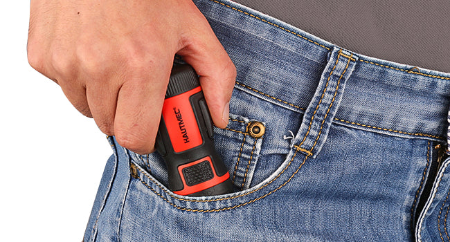 HAUTMEC 6-in-1 Stubby Ratcheting Screwdriver Set, Multi Screwdriver Tool All in One, Ratchet Screwdriver Set with Multi Bit Screw Driver, Chrome Vanadium Steel Shaft, 3PCS Phillips and 3PCS Slotted,HT0385