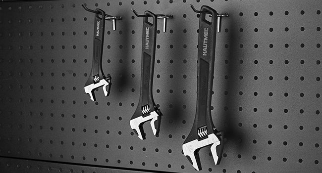 HAUTMEC 10 inch Adjustable Wrench Extra Wide Jaw Black Finish Adjustable Wrenches Drop-Forged CR-V Steel Metric & SAE Scales for Home Garage Workshop DIY, HT0374