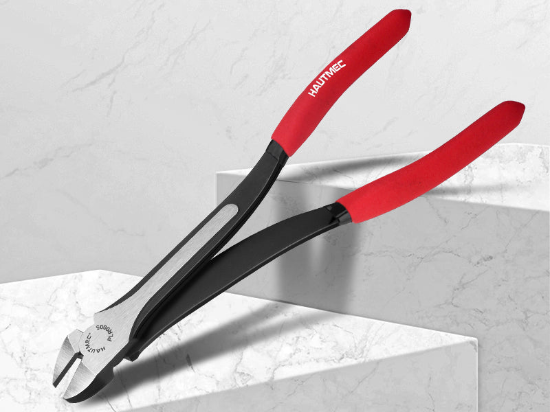 HAUTMEC 11Inch Extra Long Needle Nose Pliers Set, 5PCS Spring Loaded Heavy Duty Long Reach Pliers Include Hose Grip and Diagonal Cutting Plier, Straight and 45/90 Degree Bent Nose Pliers HT0316