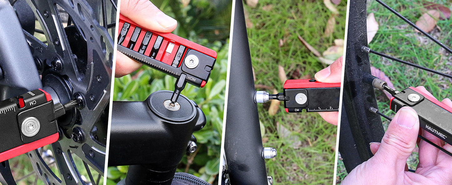 HAUTMEC 7 IN 1 Bike Multitool with Hex Wrenches, Screwdrivers, Ruler, Joint Levers, Key Ring for Bike Repair Tool Kit Christmas Gifts for Him Husband Birthday Gifts from Daughter Son Wife Kids, HT0420