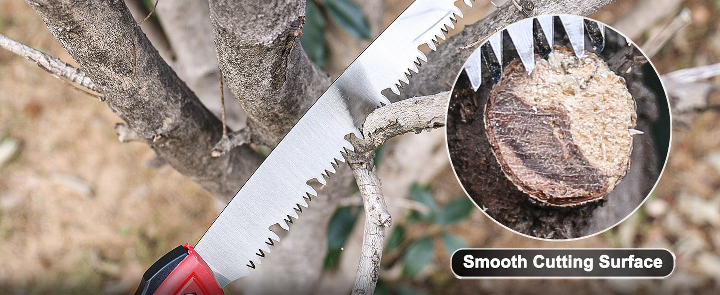 HAUTMEC 9" Pruning Hand saw, Pro Folding Saw of Sharp Stone Serie, SK5 Blade, Precision Hardened Triple-cut Teeth, Deep Gullets for Swift Chip HT0304