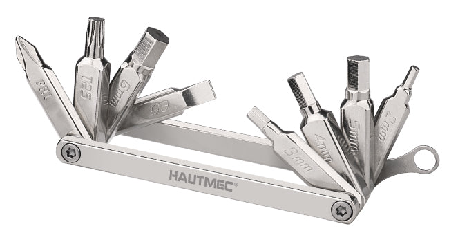 HAUTMEC 9 in 1 Bike Multitool, Mini Bike Repair Tool Kit for Road and Mountain Bikes, Lightweight Stainless Steel Bike Tool With 2/3/4/6mm Inner Hexagon and Phillips Screwdriver Multitool HT0418-BT