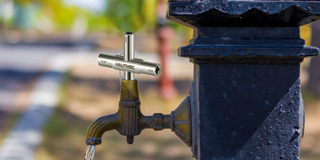 HAUTMEC 4 Way Sillcock Water Key Set 2 Pack, 1/4", 9/32", 5/16", 11/32" Steel Multi-Function Utility Key for Sillcocks Faucets Valves Spigots PL0028-2