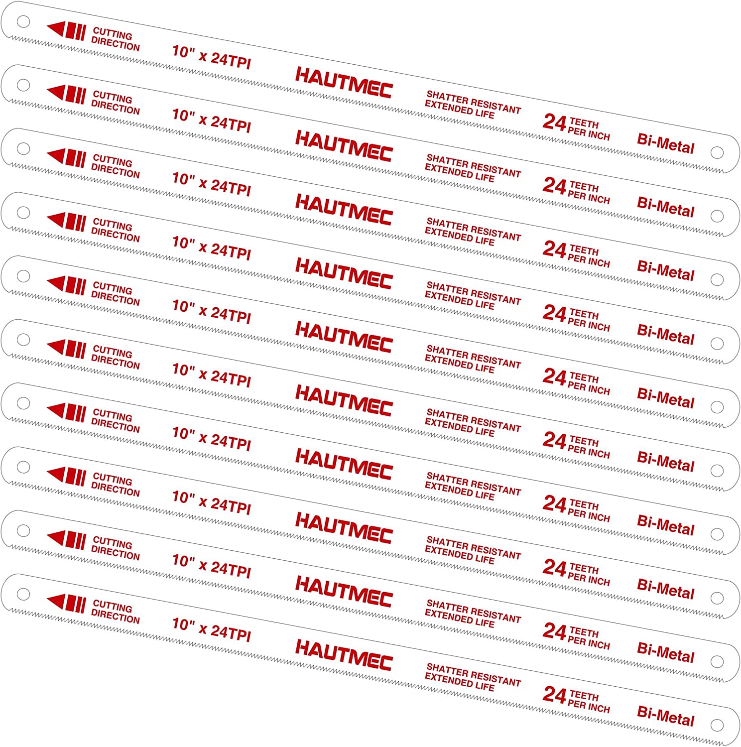 HAUTMEC Lame Per Sega A Nastro Bi-Metal 32 TPI 12x1/2x0.025 - 10 Pezzi Con Custodia