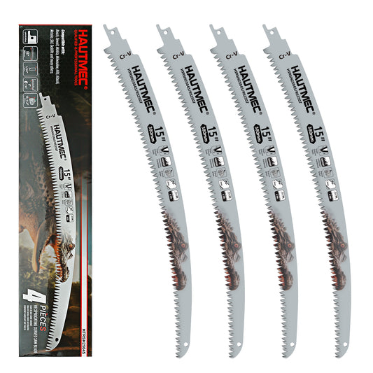 HAUTMEC 15 Inch Japanese Teeth Reciprocating Saw Blade, Cr-V Sawzall Blades with 6TPI Harden Teeth, Arc Edge Design, Medium Cut for for Tree Trimming, Wood, PVC Pipe Cutting, 4 Pack – HTRSH25045
