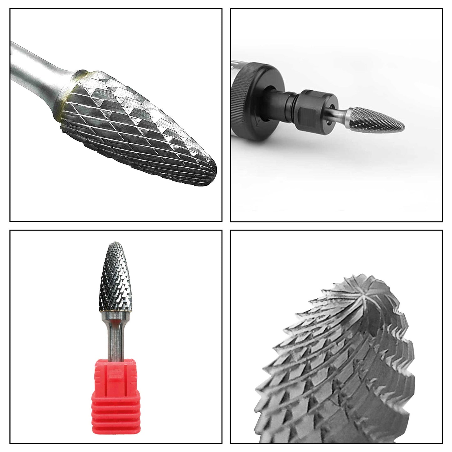 HAUTMEC Ball Nose Tree Tungsten Rotary File Carbide Burr Double Cut for Die Grinder Bit HT0157-MC