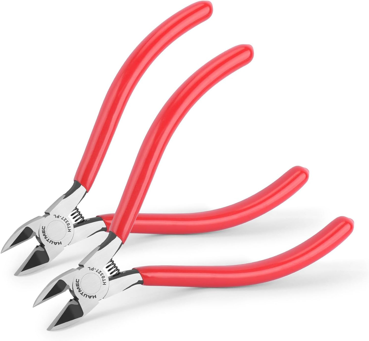 HAUTMEC 5" Precise Small Flush Cutting of Engineer Wire Cutter Plier 2PCS with Location Pin for Fine Shearing, Perfect for Circuit Board Cutting, Electronic Components, HT0327-2PC