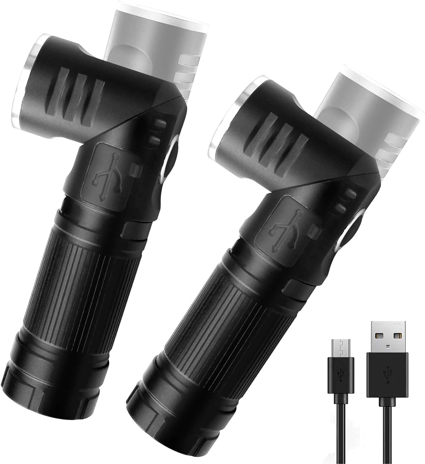 HAUTMEC Rechargeable LED Flashlights 500 High Lumens Super Bright Magnetic Flashlight Waterproof Mini Flashlight 3 Modes Handheld Small Flashlights Powerful for Camping, Outdoor, Hiking, 2 Pack HT0092-WL -2PC