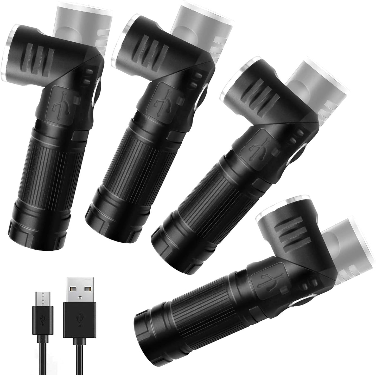 HAUTMEC Rechargeable LED Flashlights 500 High Lumens Super Bright Magnetic Flashlight Waterproof Mini Flashlight 3 Modes Handheld Small Flashlights Powerful for Camping, Outdoor, Hiking 4 Pack HT0092-WL-4PC