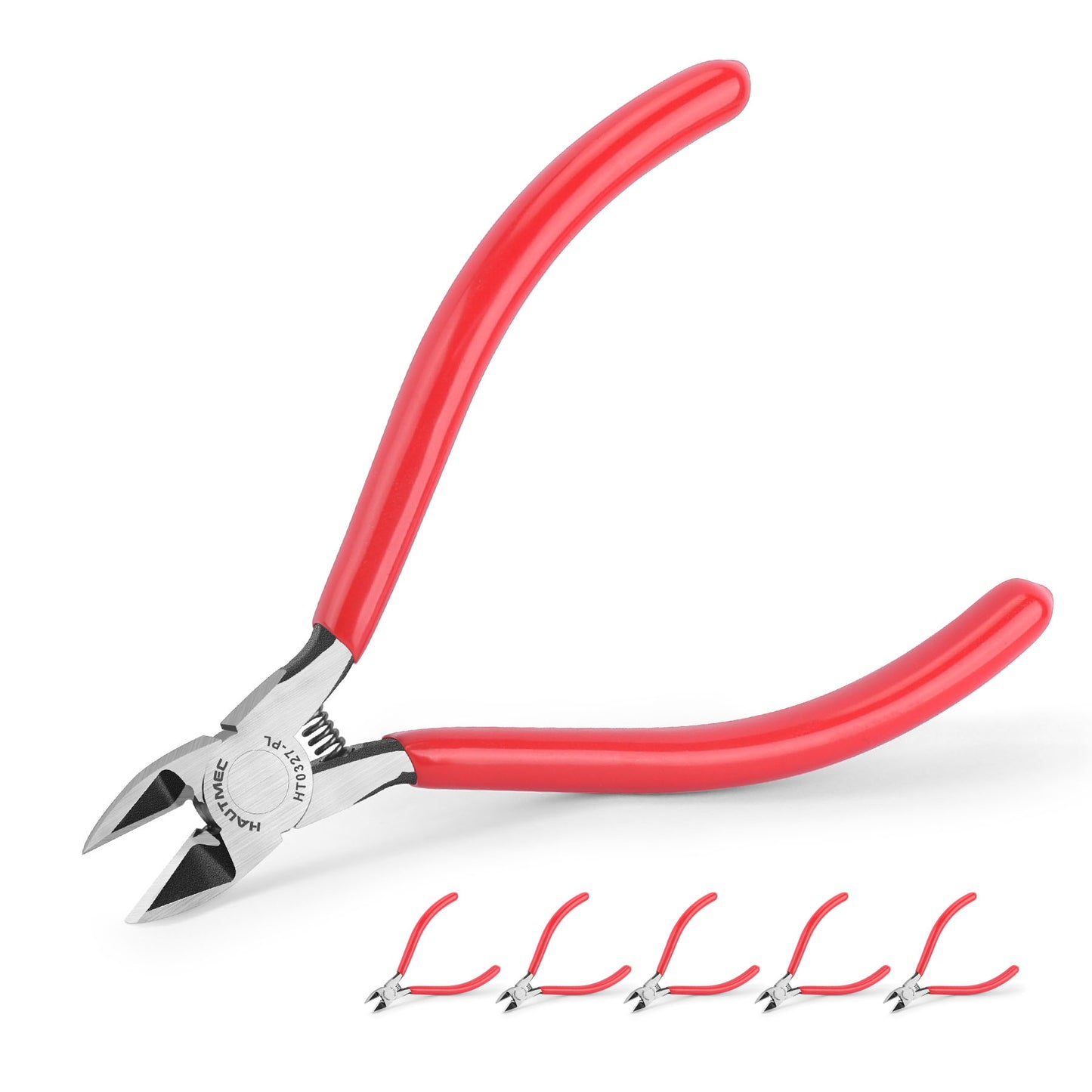 HAUTMEC 5" Precise Small Flush Cutting of Engineer Wire Cutter Plier 5PCS with Location Pin for Fine Shearing, Perfect for Circuit Board Cutting, Electronic Components, HT0327-5PC