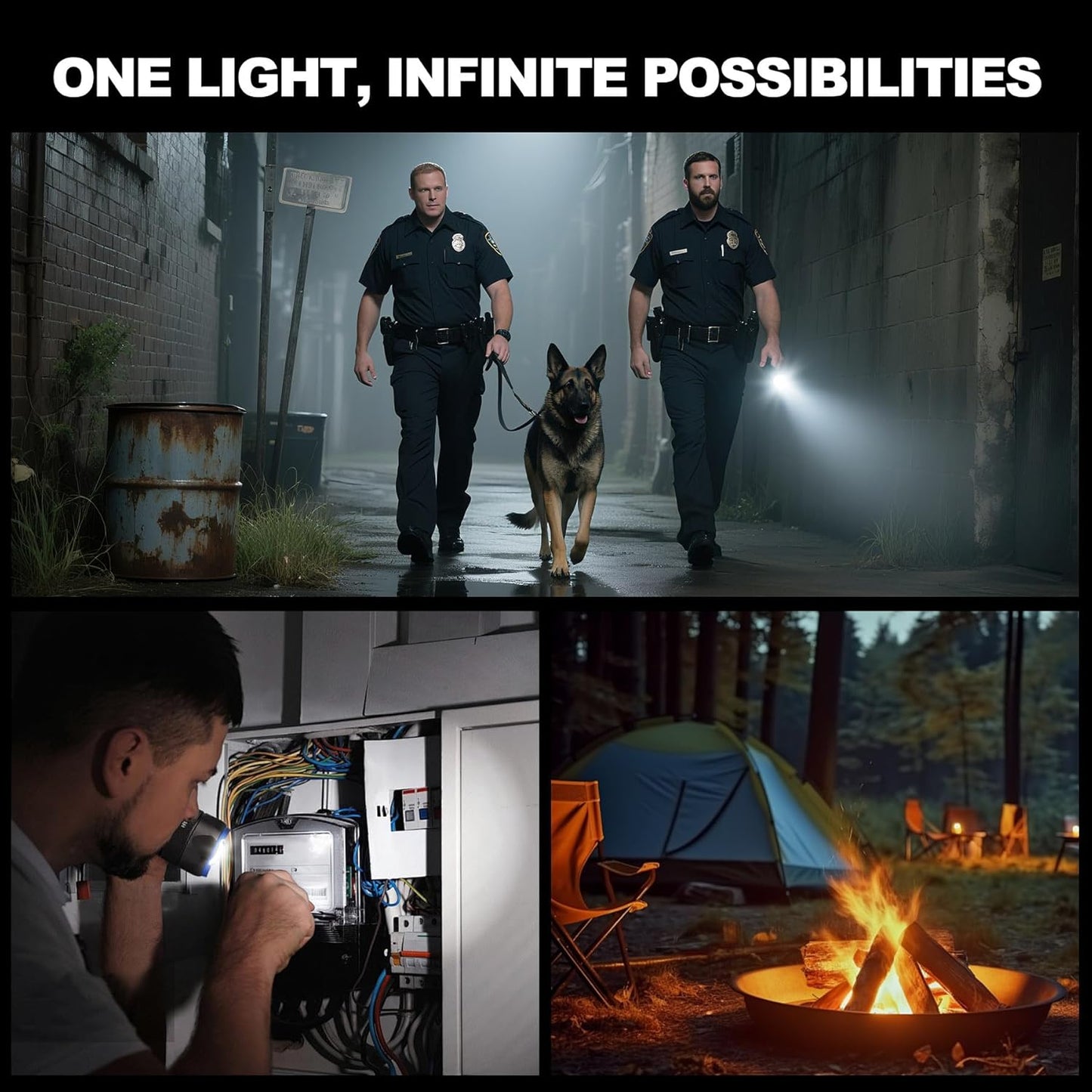 HAUTMEC Rechargeable Flashlights 12000 High Lumens Flashlight, 5 Light Modes Bright Flashlight, 2X Zoom, IP67 Waterproof & Impact-Resistant, and Power Bank, for Emergencies, Hunting, Camping, Hiking, HT0386