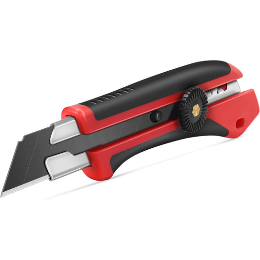 HAUTMEC 25mm Extra Heavy-Duty Utility Knife, Multi-Purpose Snap-off Box Cutter, Ratchet-lock Mechanism, Reinforced Fiberglass Handle HT0250-KN