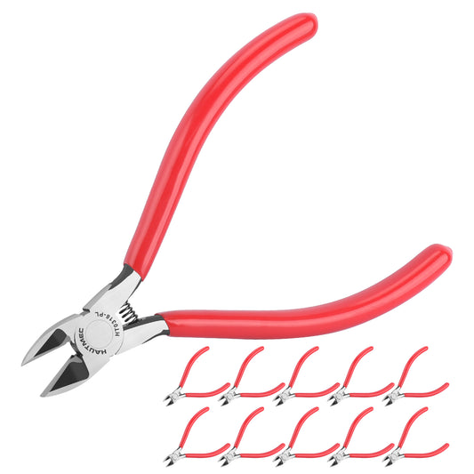 HAUTMEC 6" Flush Cutters Ultra Sharp Flush Cut Pliers 10PCS Small Wire Cutters for Crafting, Spring Loaded and Non-slip Grip Wire Snips for Plastic, Jewelry Marking, Artificial Flowers, HT0318-10PC