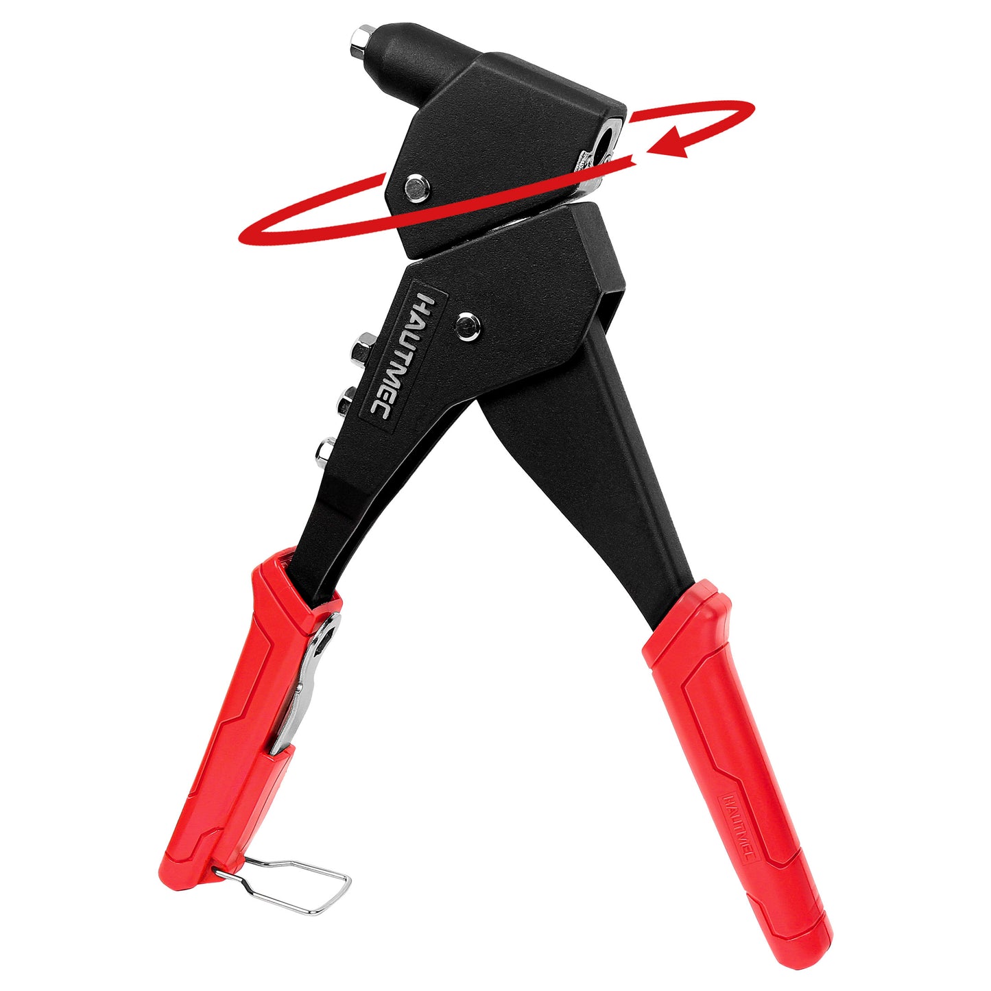 HAUTMEC Pop Rivet Gun,360° Swivel Head Hand Rivet Tool with 4 Manual Interchangeable Rivet Heads HT0128-HR