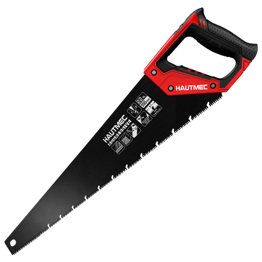 HAUTMEC 22-Inch Aggressive Hand Saw, Ergonomical Handle, Rust-proof Wood Saw With Chip Removal Design, for Heavy Duty Sawing, Trimming, Gardening of Wood, Drywall, Laminate And Plastic HT0026-SA