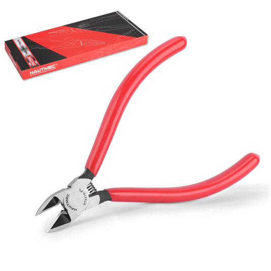HAUTMEC 6" Flush Cut Pliers Ultra Sharp Wire Cutters with Spring Loaded and Non-slip Grip, Ideal Wire Snips for Plastic, Soft Wire, Toy Model Kits, Jewelry Marking, Zip Ties, Hard Board HT0318
