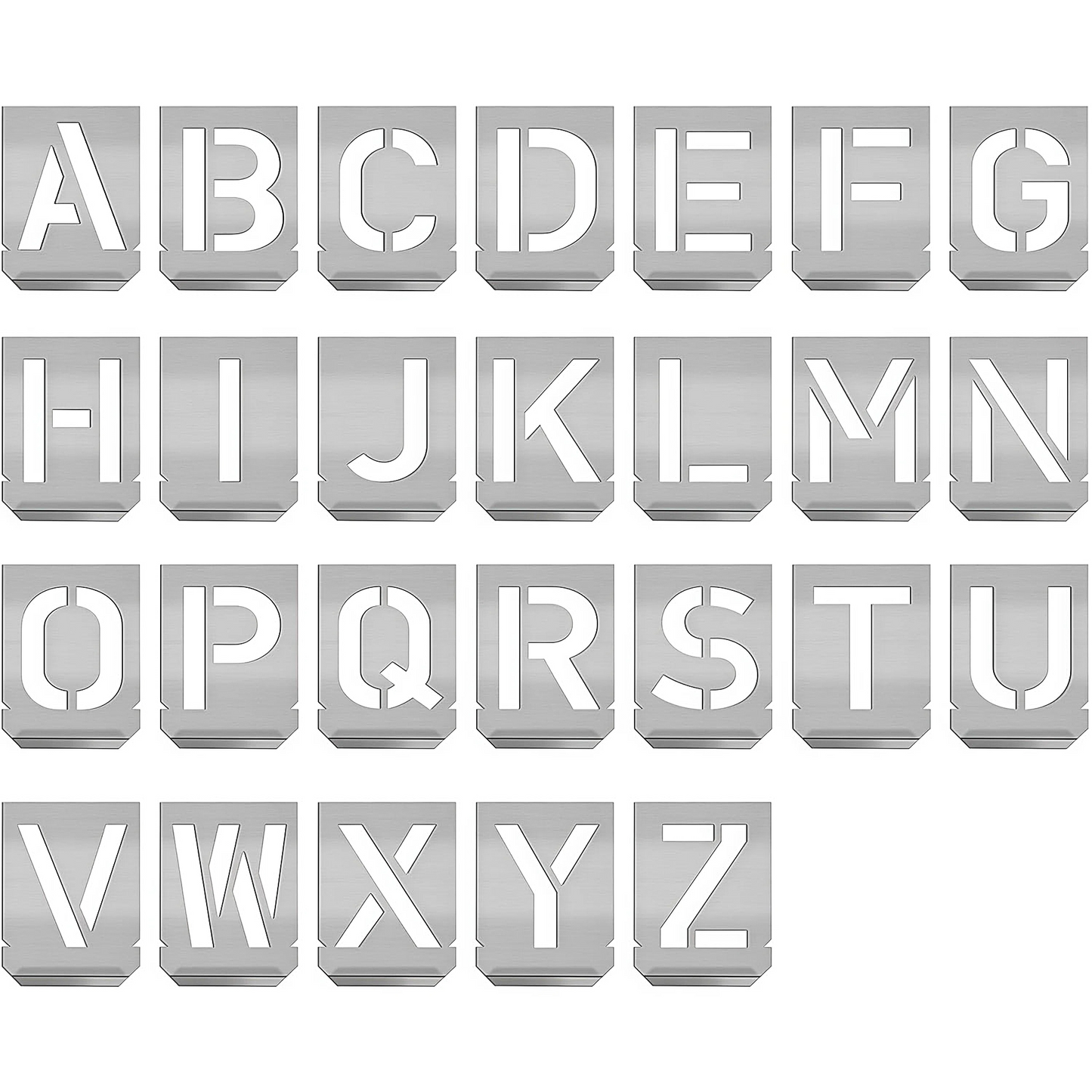 HAUTMEC Vintage Stainless Steel Letters Stencils, A to Z Stainless Steel Stencils & Holder, 2-1/2" (60mm) Letters, Shop Stencil, Advertising Stencilling, Craft-Printing, Reusable, HT0341-ST