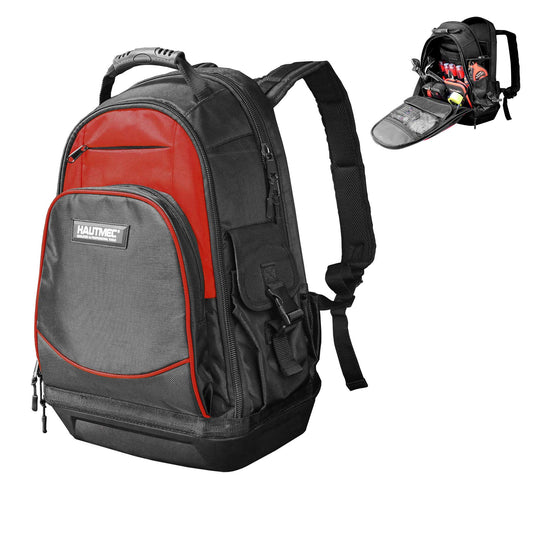 HAUTMEC Heavy-Duty Tool Backpack, 1680D Pro Backpack Tool Bag with Padded Laptop Compartment, 22 Pockets & Molded Waterproof Base for Electricians, Contractors, and Technicians – HT0285
