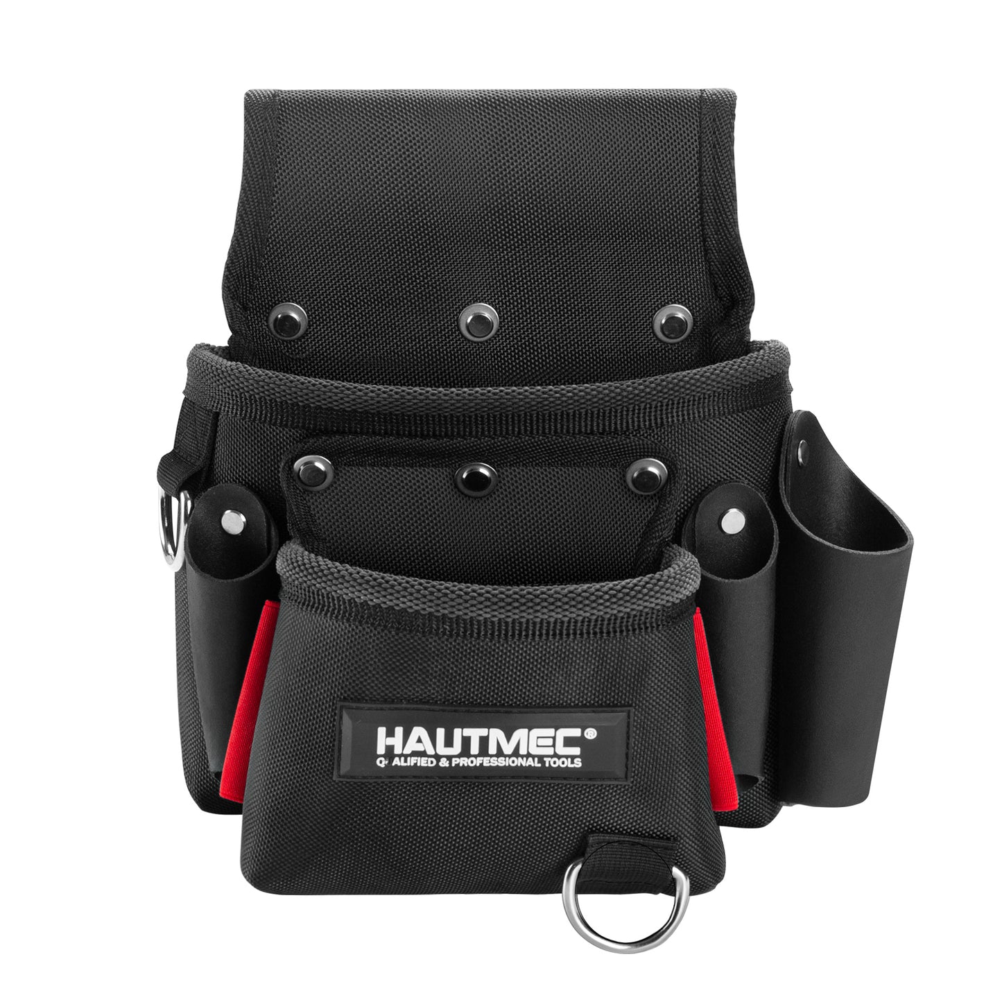 HAUTMEC Heavy-Duty Tool Belt Pouch, 1680D Polyester with Leather Pockets, EVA Reinforced Lining, Multi-Pocket Utility Pouch with Riveted Stress Points, Fits 2-3/4" Belts – HT0411