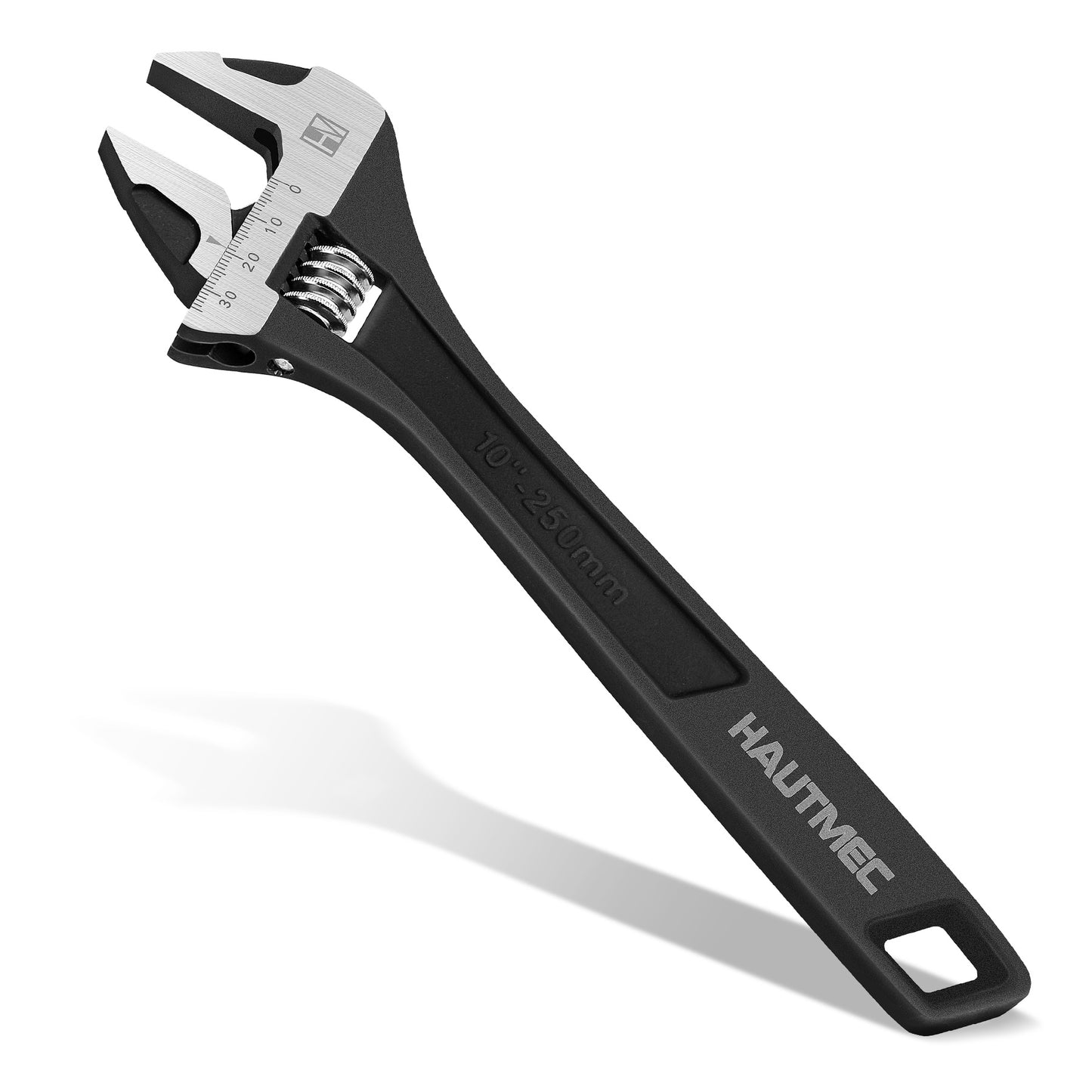 HAUTMEC 10 inch Adjustable Wrench Extra Wide Jaw Black Finish Adjustable Wrenches Drop-Forged CR-V Steel Metric & SAE Scales for Home Garage Workshop DIY, HT0374