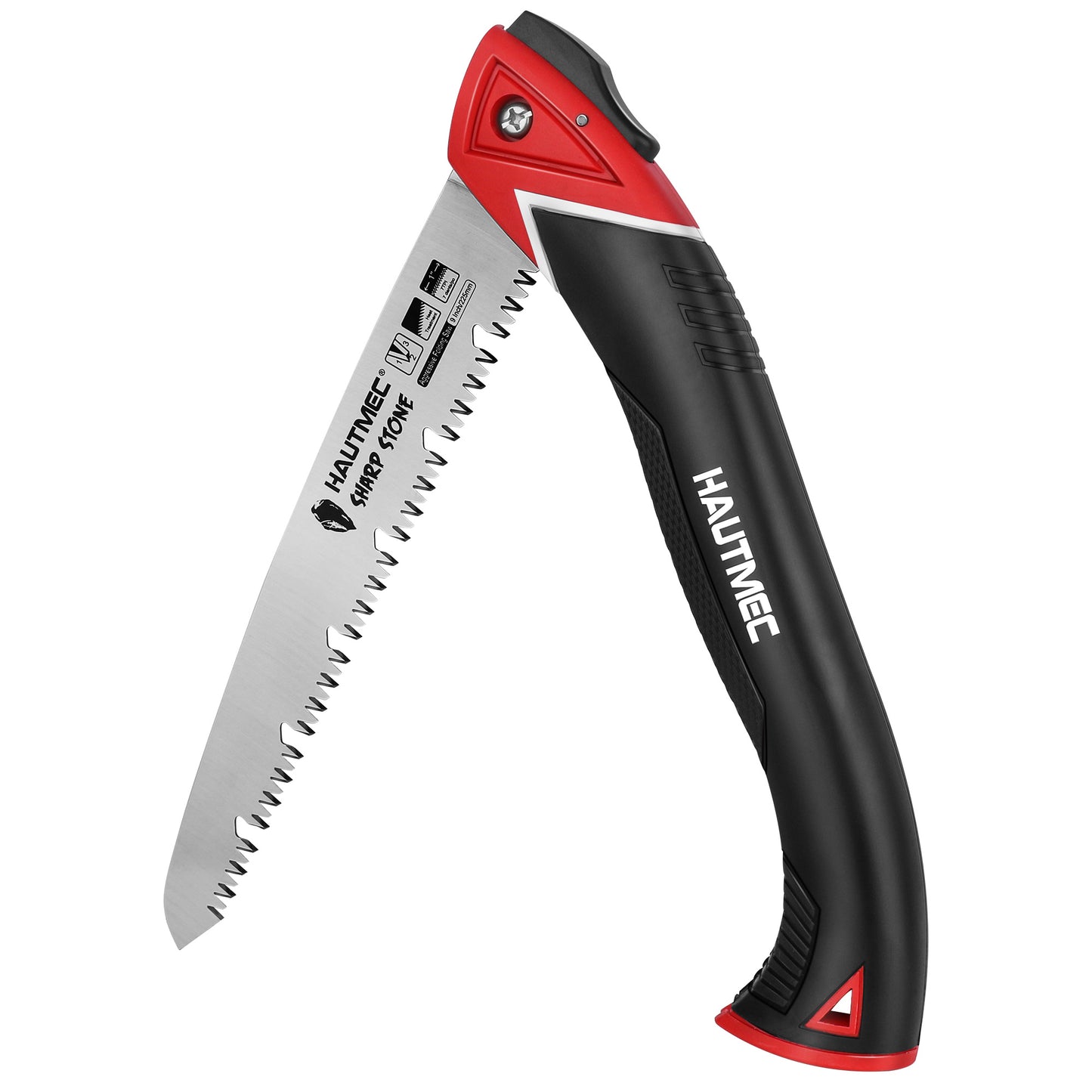 HAUTMEC 9 Inch Pro Folding Pruning Handsaw of Sharp Stone Serie, SK5 Blade, Precision Hardened Triple-cut Teeth, Deep Gullets for Swift Chip HT0304
