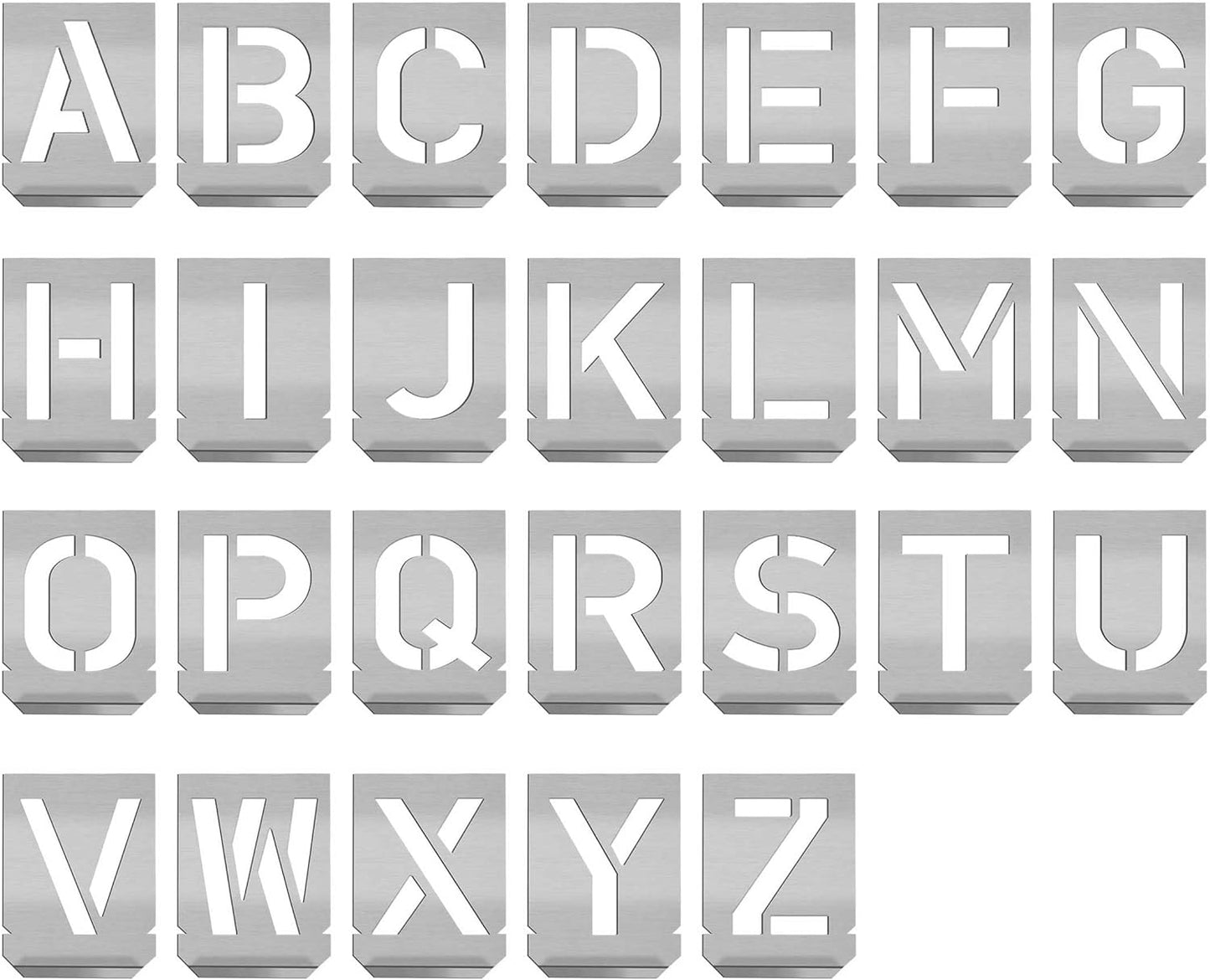 HAUTMEC Vintage Stainless Steel Letters Stencils, A to Z Stainless Steel Stencils & Holder, 40mm Letters, Shop Stencil, Advertising Stencilling, Craft-Printing, Reusable HT0239-ST