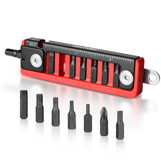 HAUTMEC 7 IN 1 Bike Multitool with Hex Wrenches, Screwdrivers, Ruler, Joint Levers, Key Ring for Bike Repair Tool Kit Christmas Gifts for Him Husband Birthday Gifts from Daughter Son Wife Kids, HT0420