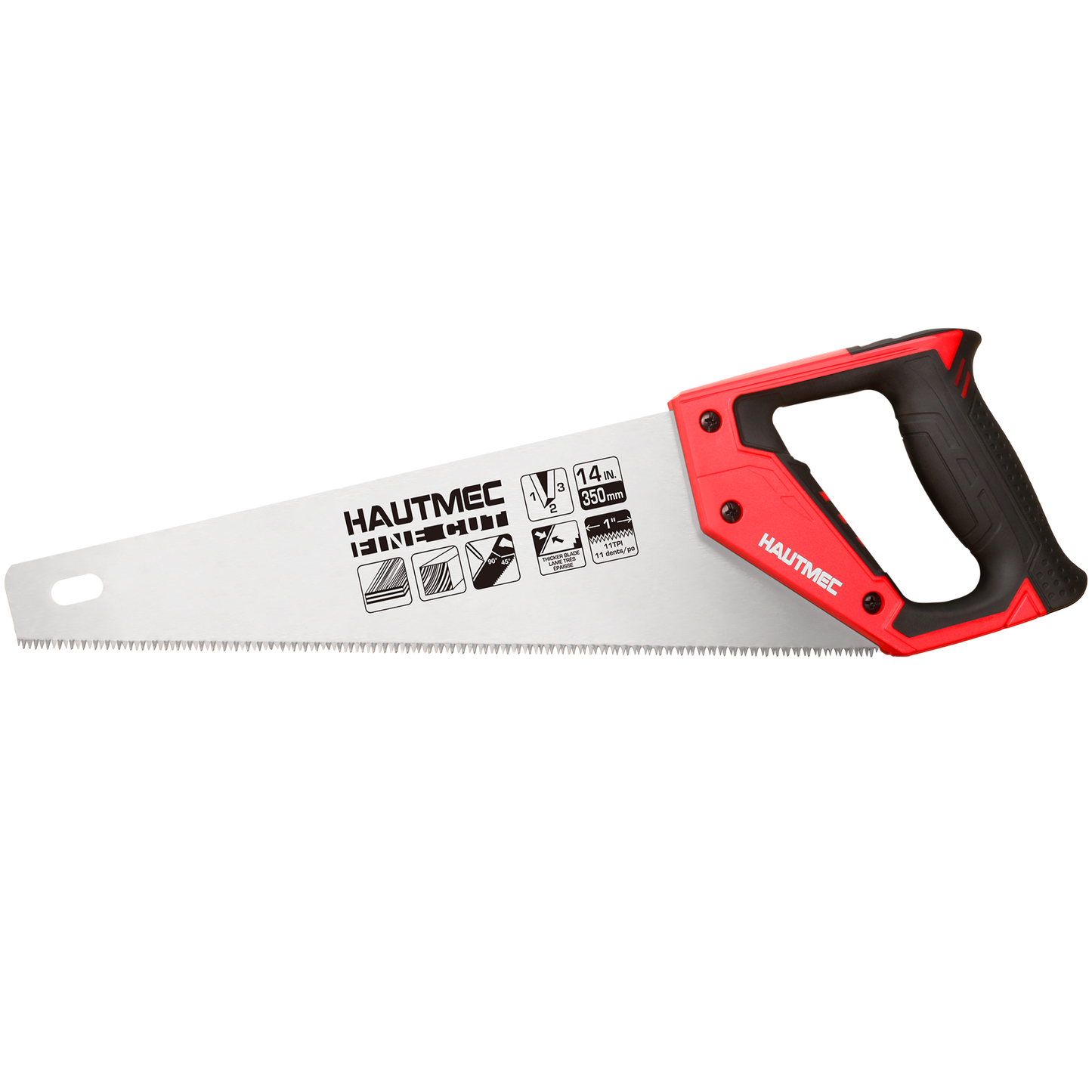 HAUTMEC 14 in. Universal Hand Saw - 11 TPI Fine Cuts Wood Saw - Professional Universal Saws for Wood, Laminate And Plastic - Crosscut Saw, HT0024