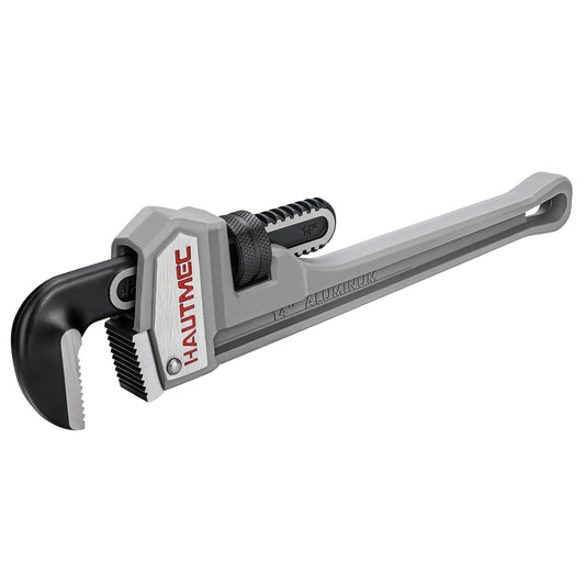 HAUTMEC 14 Inch Aluminum Straight Pipe Wrench, Adjustable Plumbing Wrench, 2" Jaw Capacity, Heavy Duty Plumbing Pipe Wrench, for Pipes, Tees, Ball Valves and Other Objects HT0021-PW