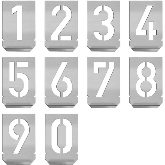 HAUTMEC Vintage Stainless Steel Numbers Stencils, 0 to 9 Stainless Steel Stencils & Holder, 2-1/2" (60mm) Numbers, Shop Stencil, Advertising Stencilling, Craft-Printing, Reusable, HT0342-ST
