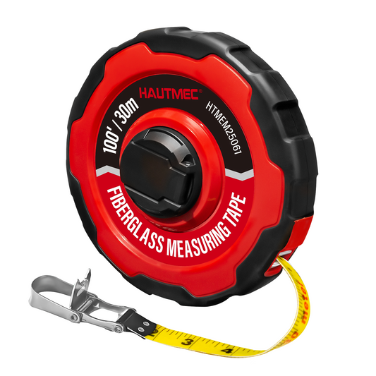 HAUTMEC Measuring Tape Long 100ft/30m Tape Measure Flexible Pvc Fiberglass Dual Inch/Metric, 3:1 Gear Ratio Speed Closed Reel Measure Tape,For Land Yard Distance Measurement, And Construction HTMEM25061