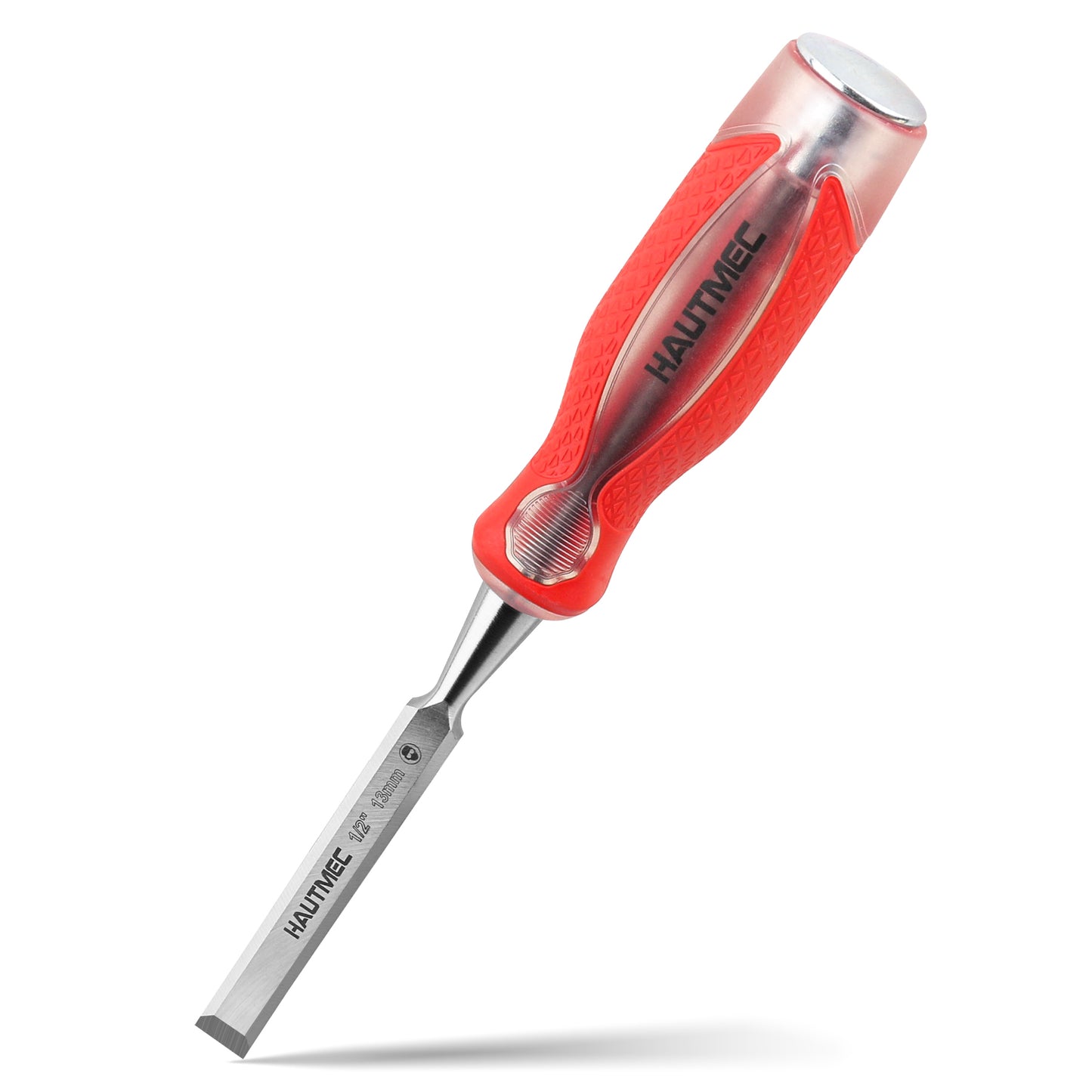 HAUTMEC 1/2" Wood Chisel for Woodworking & Carving. Drop-Forged CR-V Steel Beveled Edge Blade with Ergonomic Non-Slip Handle and Heavy-Duty Strike Cap, HT0360