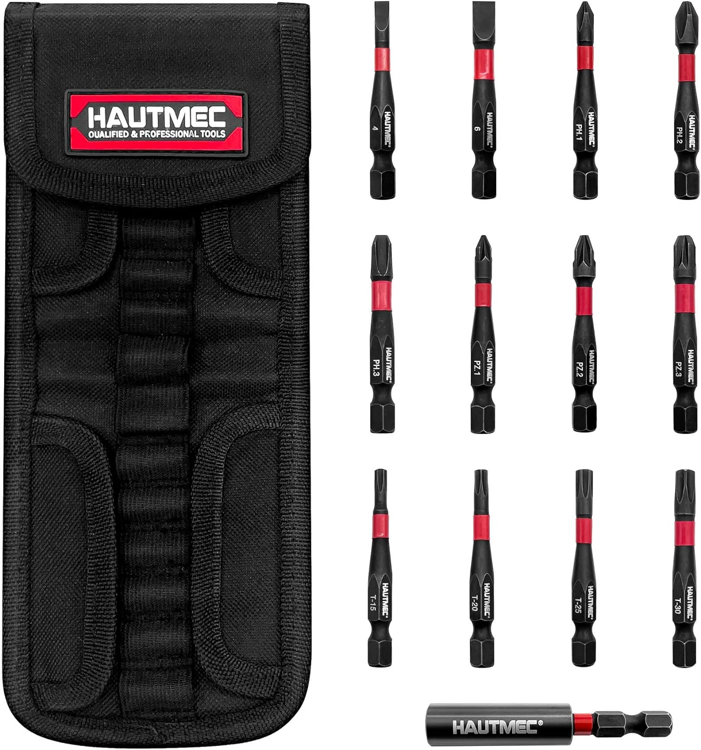 HAUTMEC S2 Impact Driver Bit Set with Screwdriver Bit Set, 1/4" Strong Magnetic Extension Bit Holder and Drill Bit Organizer HT0172-SS