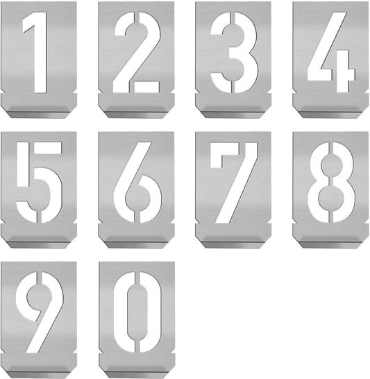 HAUTMEC Vintage Stainless Steel Numbers Stencils, 0 to 9 Stainless Steel Stencils & Holder, 1/2"(15mm) Numbers, Shop Stencil, Advertising Stencilling, Craft-Printing, Reusable HT0243