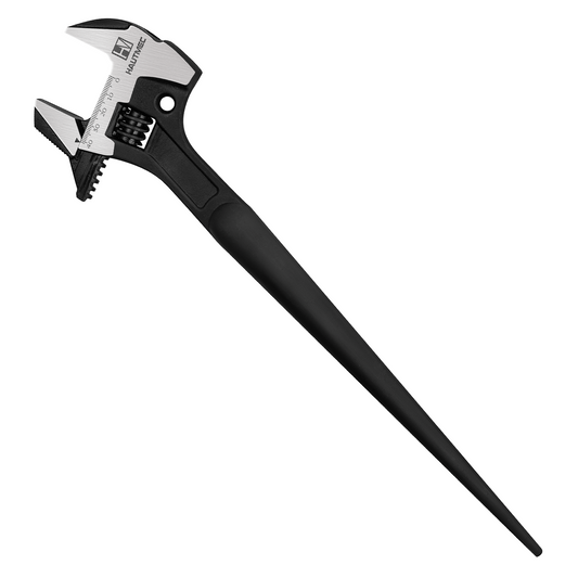 HAUTMEC 16inch Adjustable Spud Wrench, 4 in 1 Multifunctional Spud Wrenches, Adjustable Wrench and Hammer, Extra Wide Jaw Up to 1.6" (41mm) Metric & SAE Scale, Oxide Finish, for Garage Workshop DIY HTASM25015