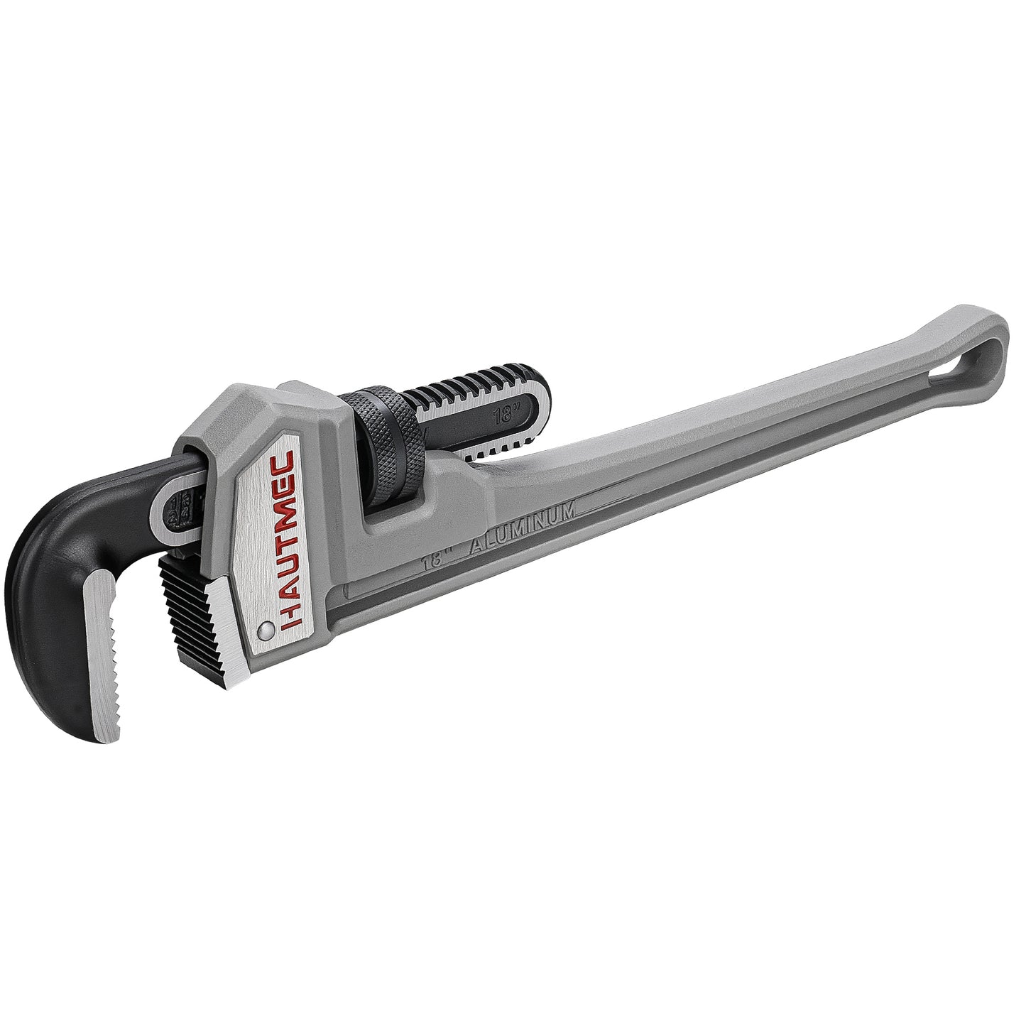 HAUTMEC 18 Inch Aluminum Straight Pipe Wrench,Heavy Duty Adjustable Plumbing Wrench, 2-1/2" Jaw Capacity,for Pipes, Tees, Ball Valves and Other Objects HT0186-PW