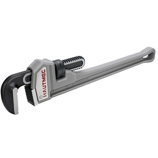 HAUTMEC 18 Inch Aluminum Straight Pipe Wrench,Heavy Duty Adjustable Plumbing Wrench, 2-1/2" Jaw Capacity,for Pipes, Tees, Ball Valves and Other Objects HT0186-PW