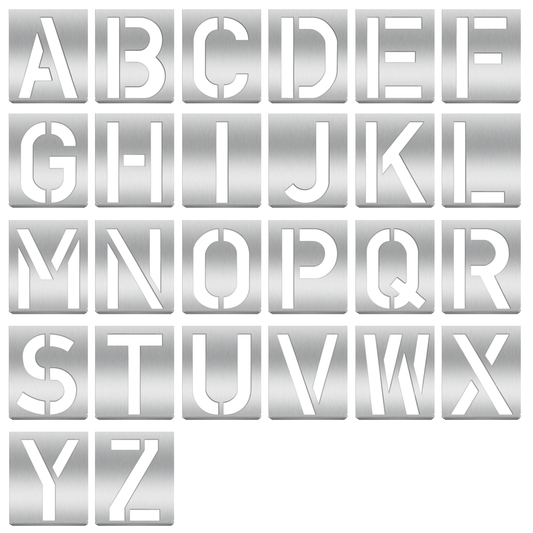 HAUTMEC 10 INCH (250mm) Vintage Stainless Steel Letters Stencils, A to Z 26PCS Stainless Steel Stencils & Holder,Shop Stencil, Advertising Stencilling, Craft-Printing, Reusable HT0333