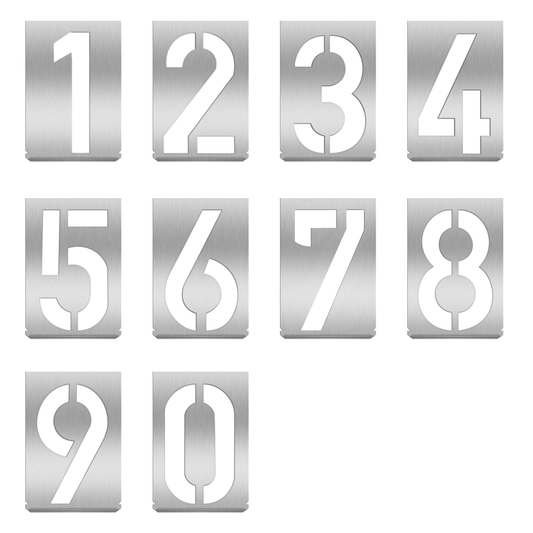 HAUTMEC Vintage Stainless Steel Numbers Stencils, 0 to 9 Stainless Steel Stencils & Holder, 10" (250mm) Numbers, Shop Stencil, Advertising Stencilling, Craft-Printing, Reusable HT0340