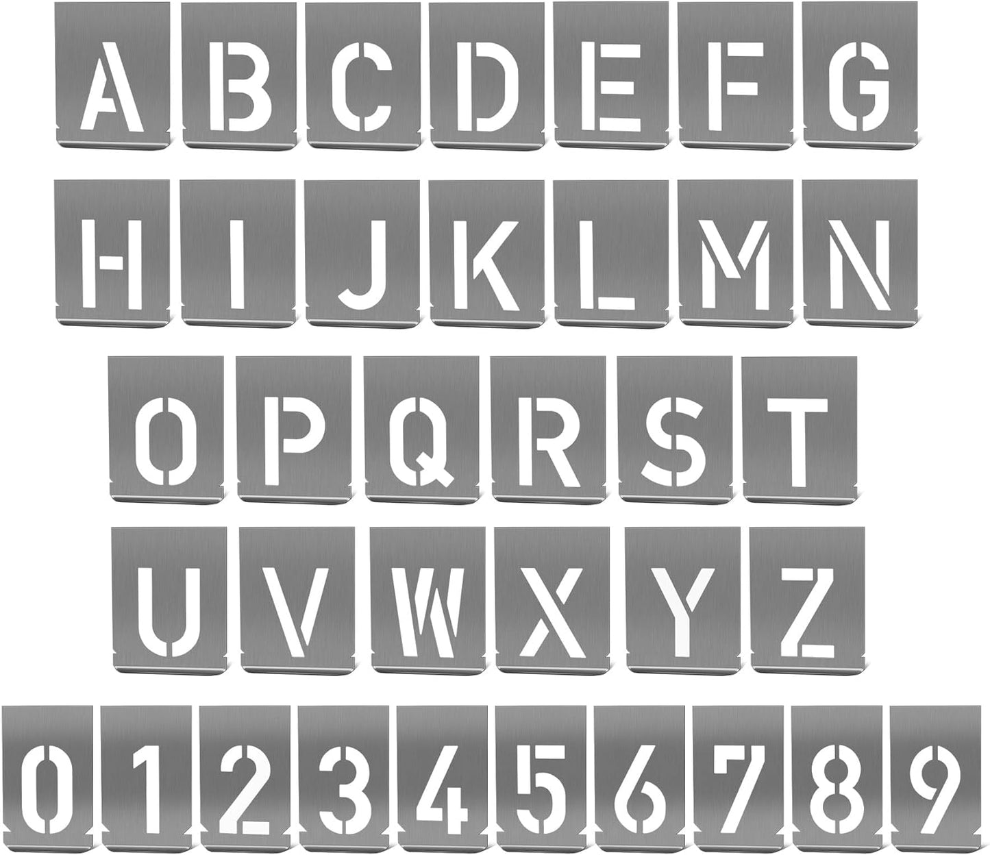 HAUTMEC 2.4Inch(60mm) Letter Number Stencils Set, 36 Pcs Stainless Steel Templates for Spray Painting, Reusable for Signs, Craf Metal DIY,Journaling, Narrow HT0347