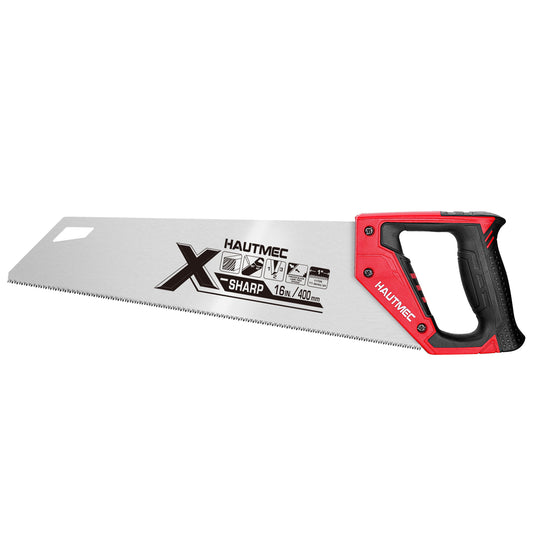 HAUTMEC 16 in. Universal X-Sharp Hand Saw - 11 TPI Fine Cuts Wood Saw - Professional Universal Saws for Wood, Laminate And Plastic - Ripcut And Crosscut Saw, HT0152-SA