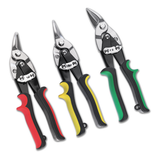HAUTMEC 3-Piece Aviation Tin Snips for Cutting Metal Sheet, CR-V Steel Miter Shears for Straight, Left & Right Cuts, 10 Inch Heavy-Duty Sheet Metal Cutters with Safety Lock & Ergonomic Grip – HT0068