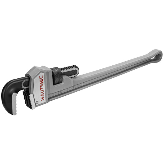 HAUTMEC 24 Inch Heavy Duty Aluminum Straight Pipe Wrench, Adjustable Plumbing Wrench, 3" Jaw Capacity, for Pipes, Tees, Ball Valves and Other Objects HT0187-PW