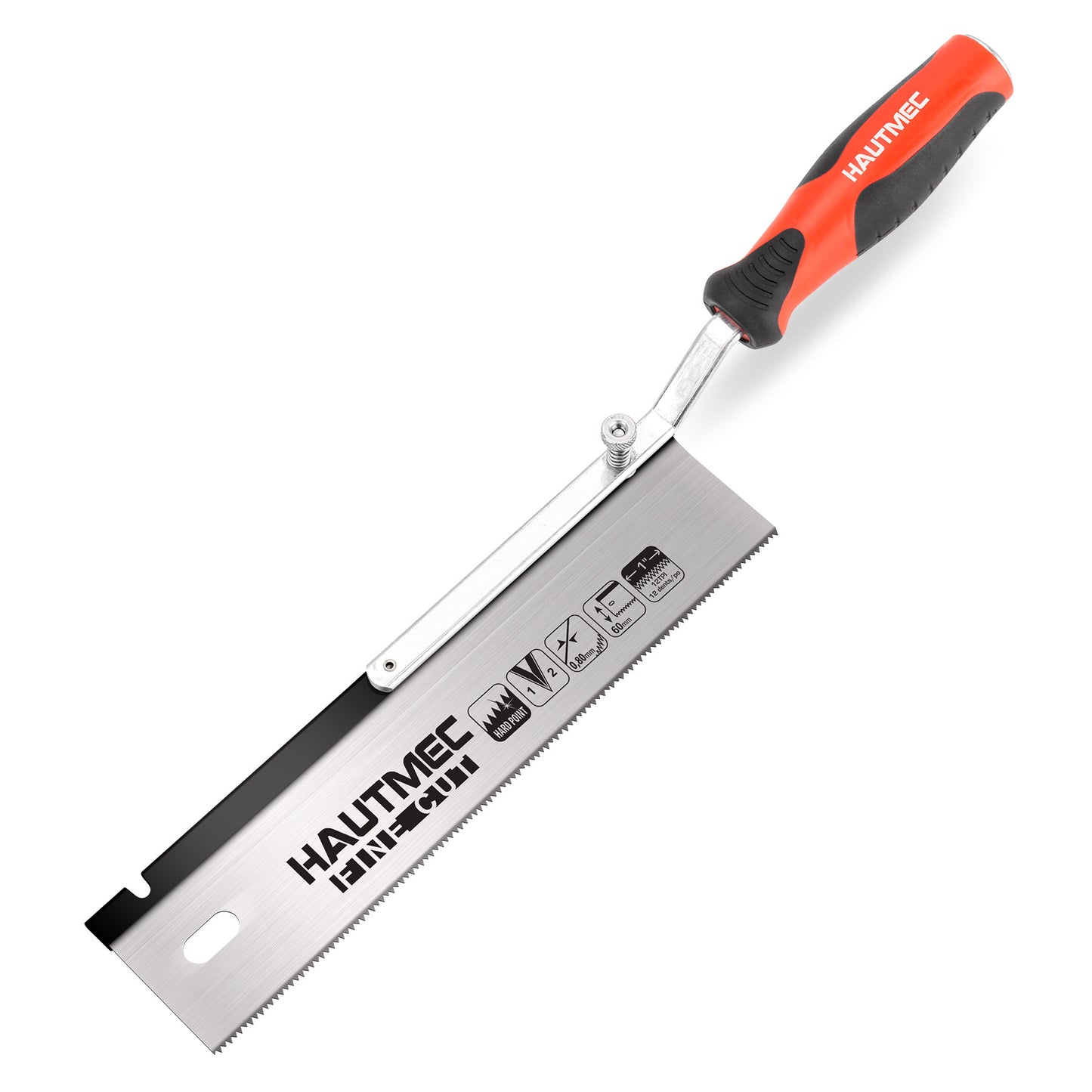 HAUTMEC 10" Reversible Dovetail/Jamb Saw, 12TPI Double Ground Teeth with Spring Loaded Design & Cranked Soft Handle for flush-cutting door jambs and millwork for tile installation and prep