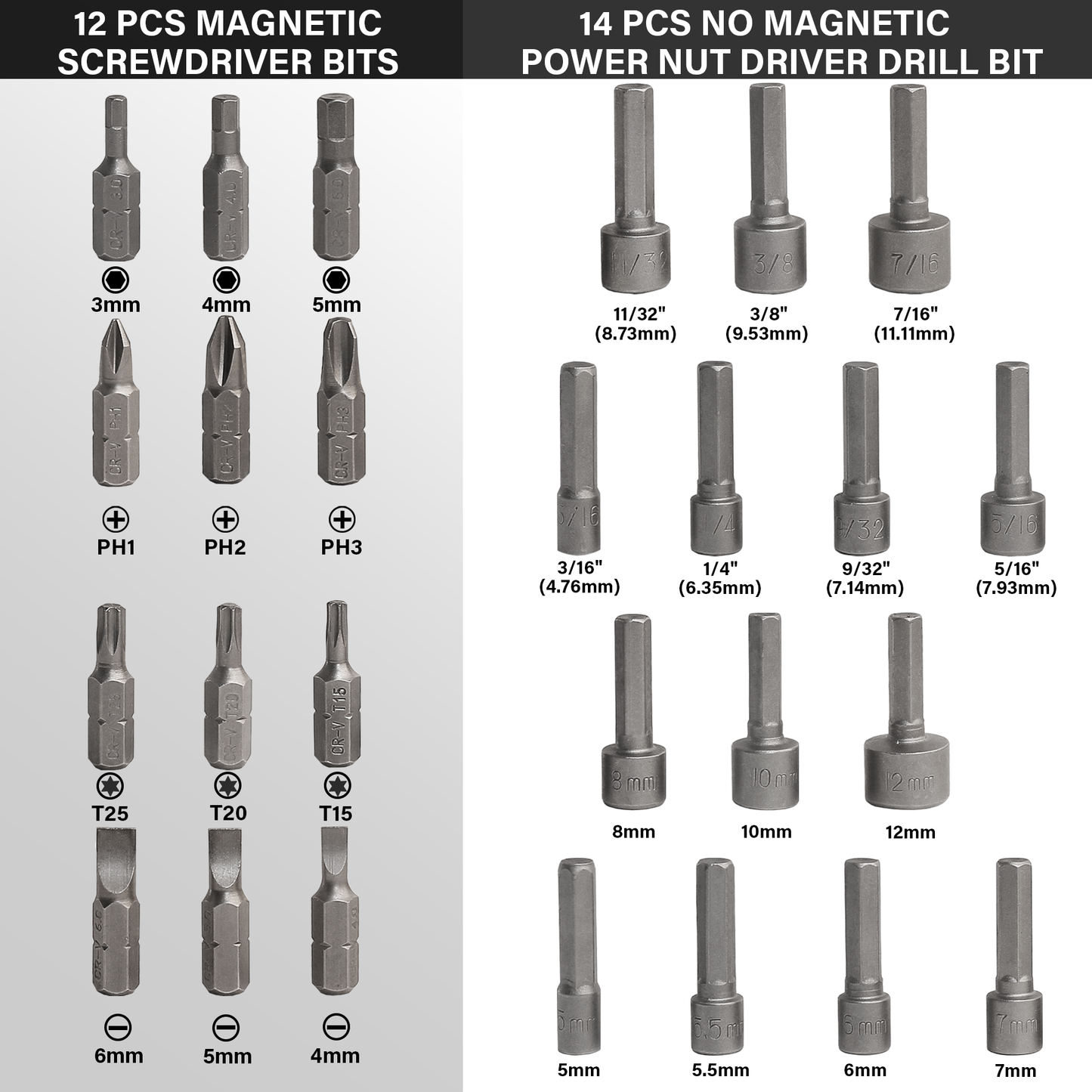 HAUTMEC 28 Pcs Magnetic Ratcheting Screwdriver Set, Multi-bit Screw Driver Set Including CRV Screwdriver Bits, Nut Driver Set and Telescoping Magnetic Pickup Tool for DIY, Electronics, Auto Repair,HT0443