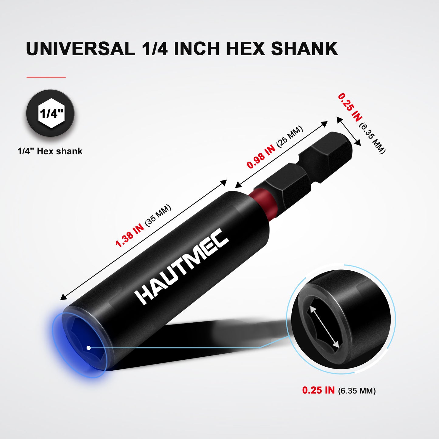 HAUTMEC 1/4”Magnetic Impact Tough Bit Holder,2pcs Screwdriver Extension, Quick-Change Hex Shank Set for Screwdriver Bits Nuts Drills Maintenance and repairing HT0163-SH