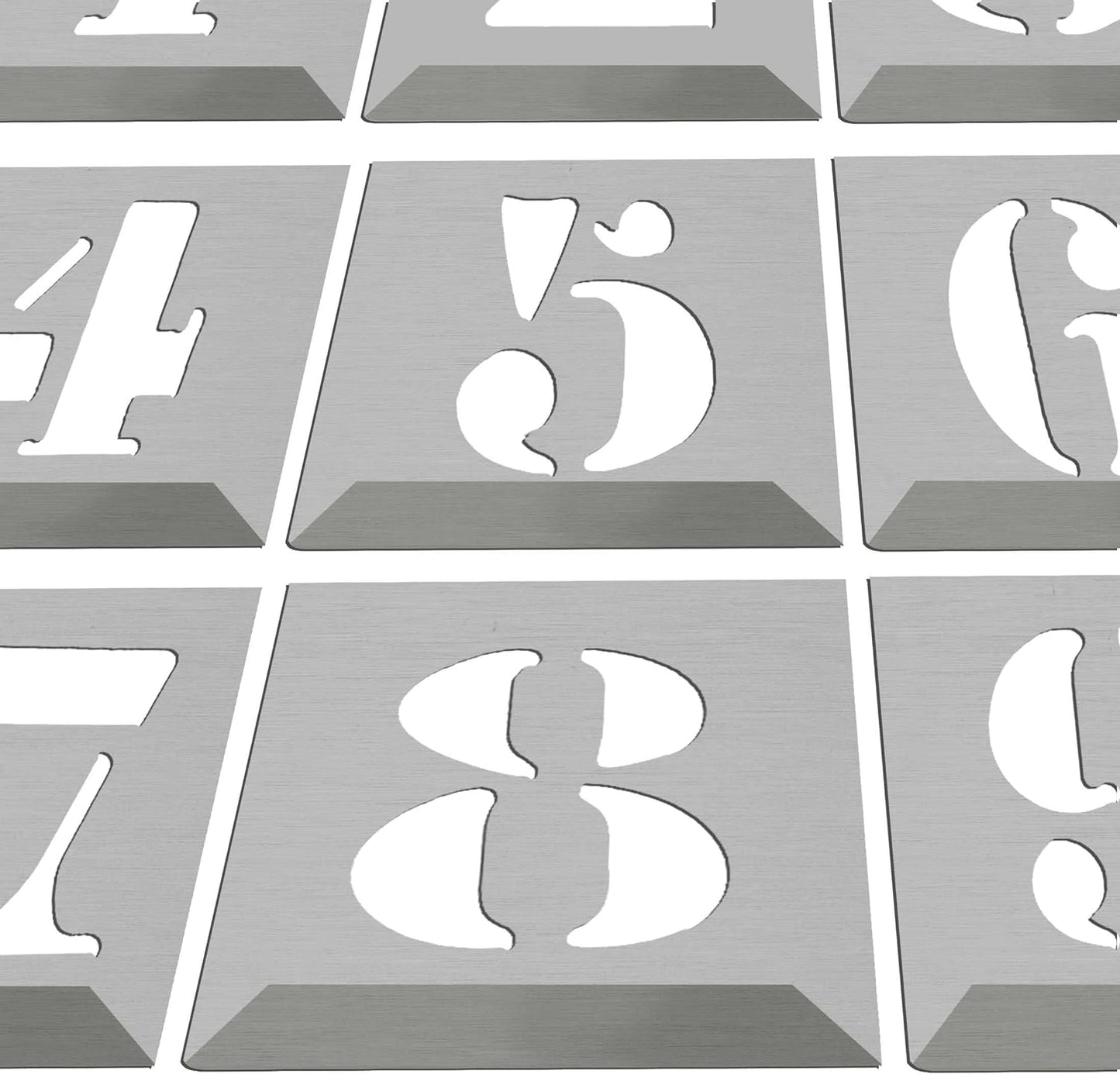 HAUTMEC Vintage Aluminum Numbers Stencils, 0 to 9 Aluminum Stencils & Holder, 50mm Numbers, Shop Stencil, Advertising Stencilling, Craft-Printing, Reusable HD00002