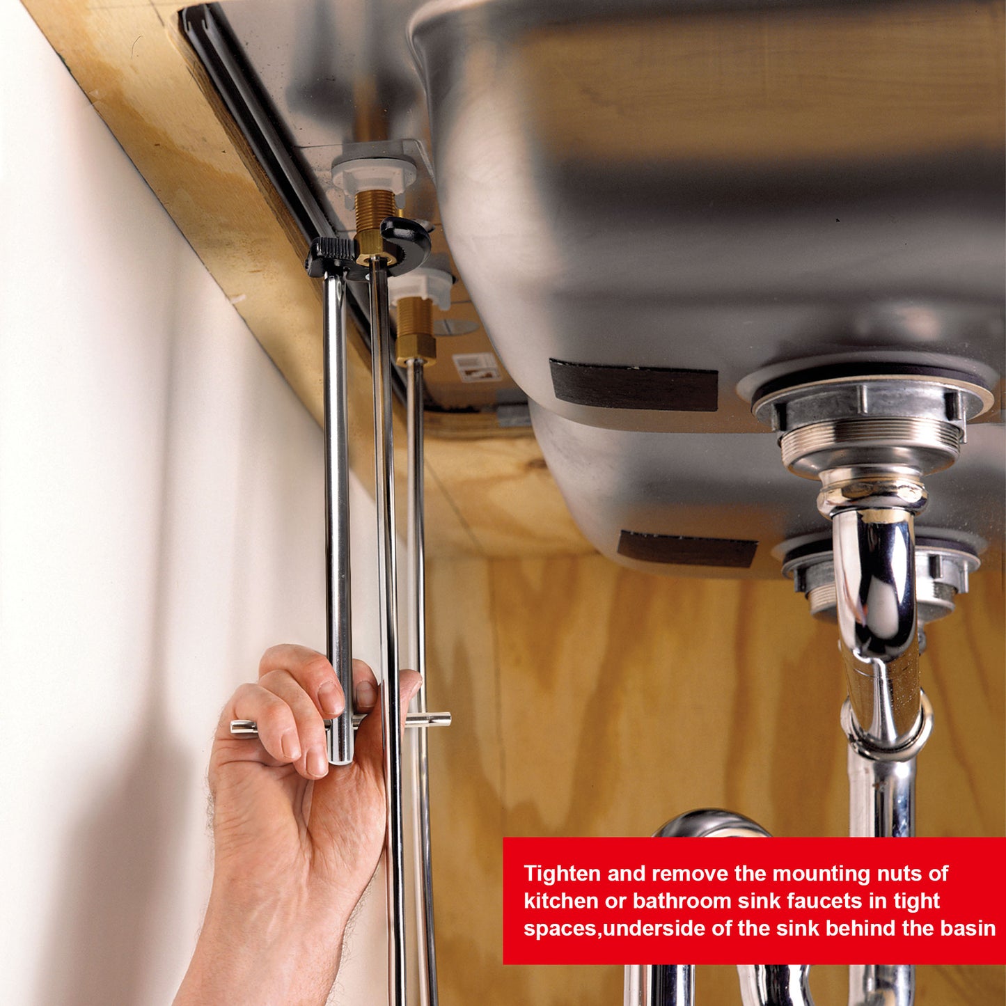 HAUTMEC 11 Inch Basin Wrench to Get into Tight Spaces with 3/8'' to 1-1/4'' Capacity for Faucet Hex Nuts Under Sink, PL0024
