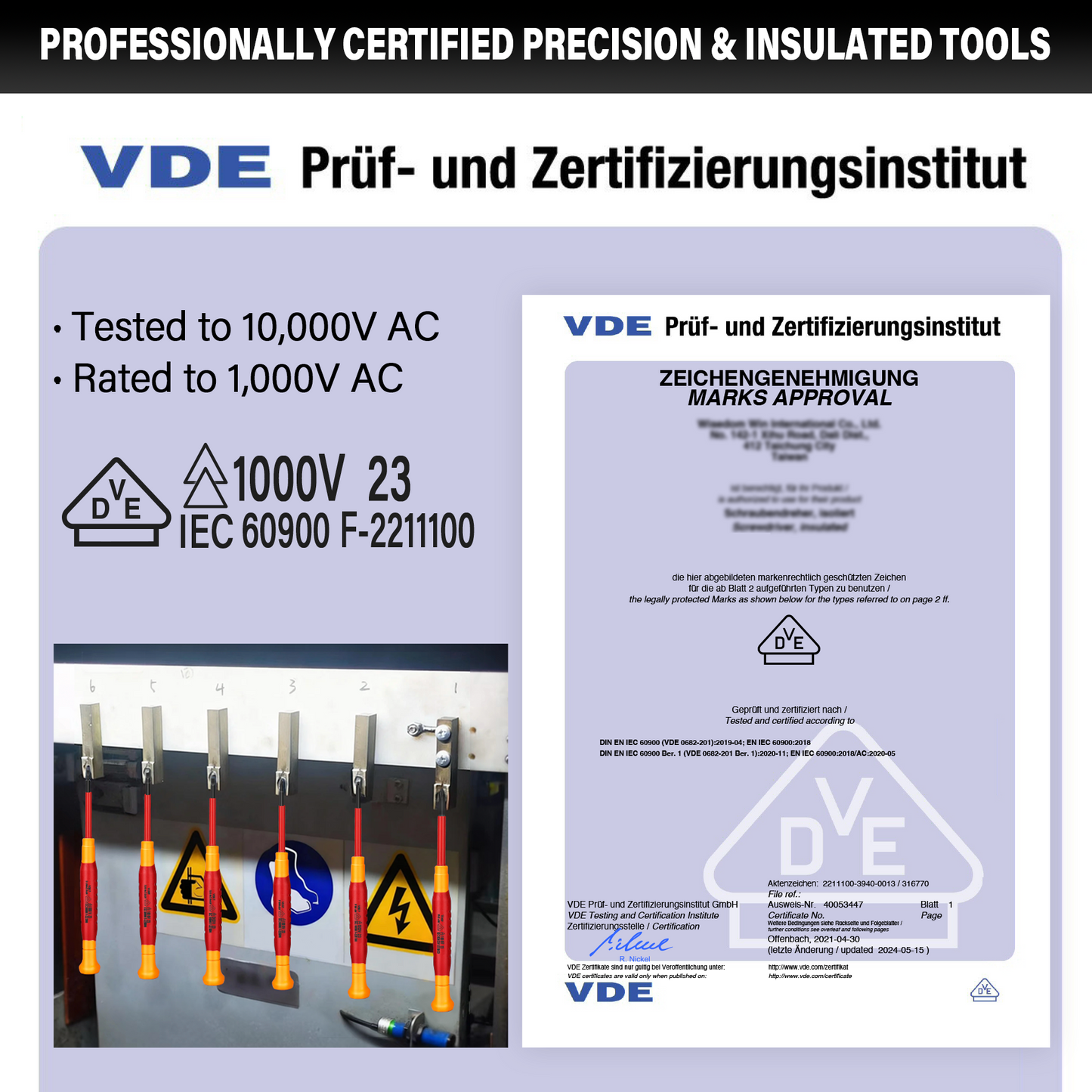 HAUTMEC 6PCS Small Precision Screwdriver Set 1000V Mini Insulated Screwdriver Set with VDE Certified, S2 Steel, Slotted and Phillips Magnetic Tip for Electrical Work, HT0313